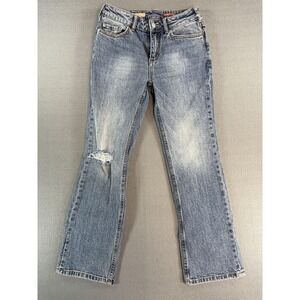 Pilcro Jeans Womens 26 Medium Wash Blue Mid Rise Straight Distressed Denim